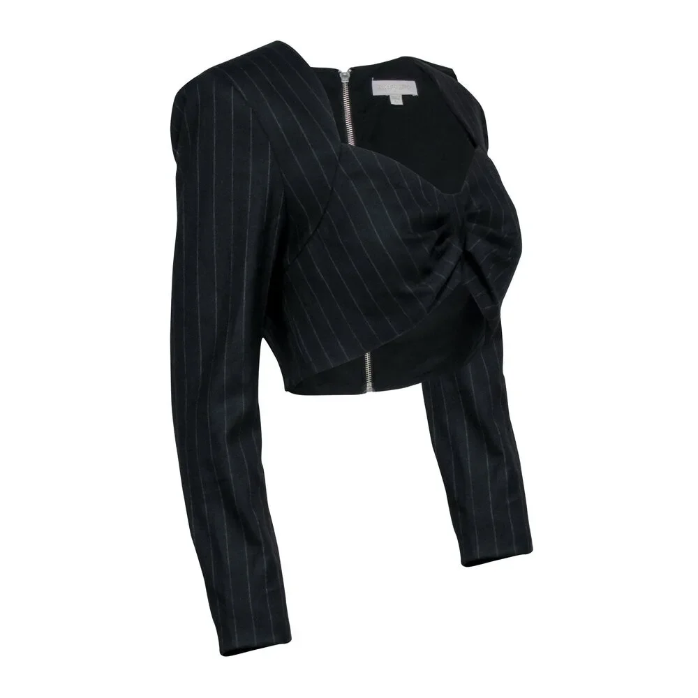 Ronny Kobo - Black & grey Pinstripe Crop Top Sz L